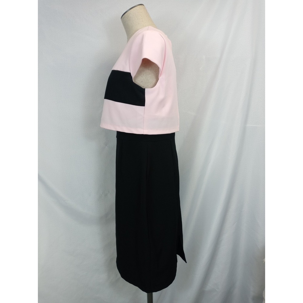 Tiana B Dress Womens Size 6 Sheath Pink Black Colorblock Career Work Cocktail - Picture 2 of 9